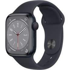 Apple Watch Series 8, 41 мм, корпус из алюминия цвета «тёмная ночь», спортивный ремешок цвета «тёмная ночь»