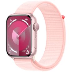 Apple Watch Series 9, 41 мм, корпус из алюминия розового цвета, нейлоновый ремешок нежно-розового цвета