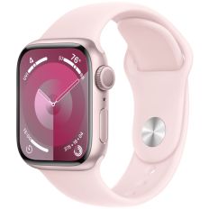 Apple Watch Series 9, 41 мм, корпус из алюминия розового цвета, спортивный ремешок нежно-розового цвета, размер M/L