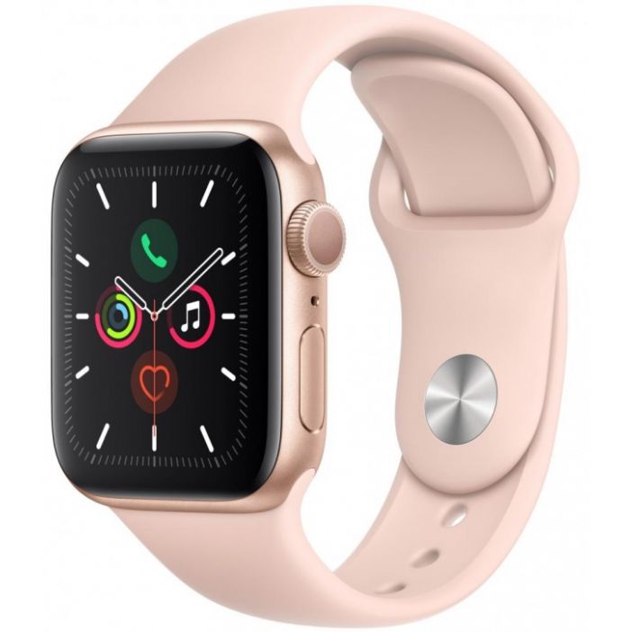 Купить Умные часы Apple Watch Series 5, 40 мм, корпус из алюминия цвета «розовое золото», спортивный ремешок цвета «розовый песок» в Москве дешево, кредит и рассрочка на Умные часы Apple Watch Series