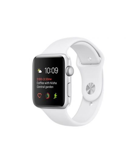Apple Watch Series 2, 42 мм, корпус из серебристого алюминия, спортивный ремешок белого цвета